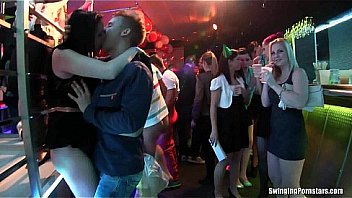 Slutty party chicks fucking in a club